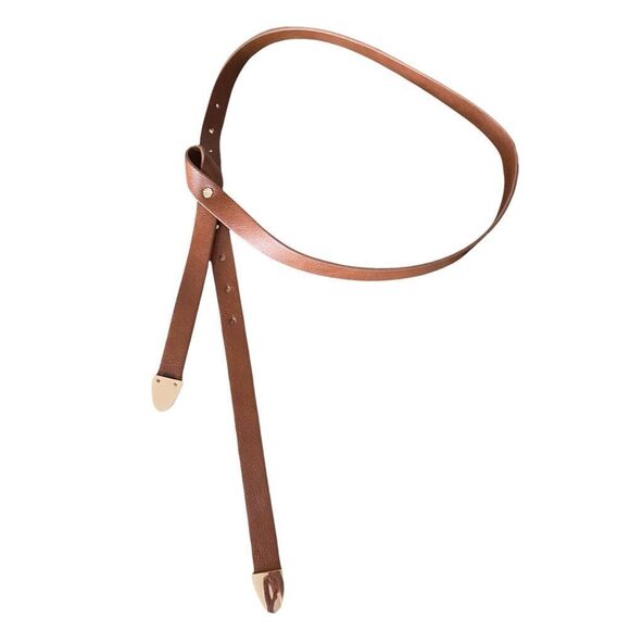 Avon Knotted Adjustable Faux Leather Belt Natural Tan Gold Tone Medium-Large - Picture 3 of 3